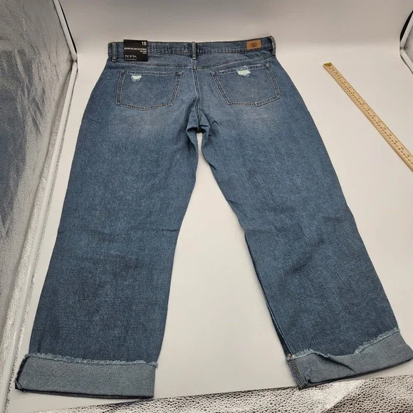 Sofia Jeans Beatrix Relaxed Boyfriend Mid Rise Distressed Ankle Denim Blue 18 - Picture 7 of 10